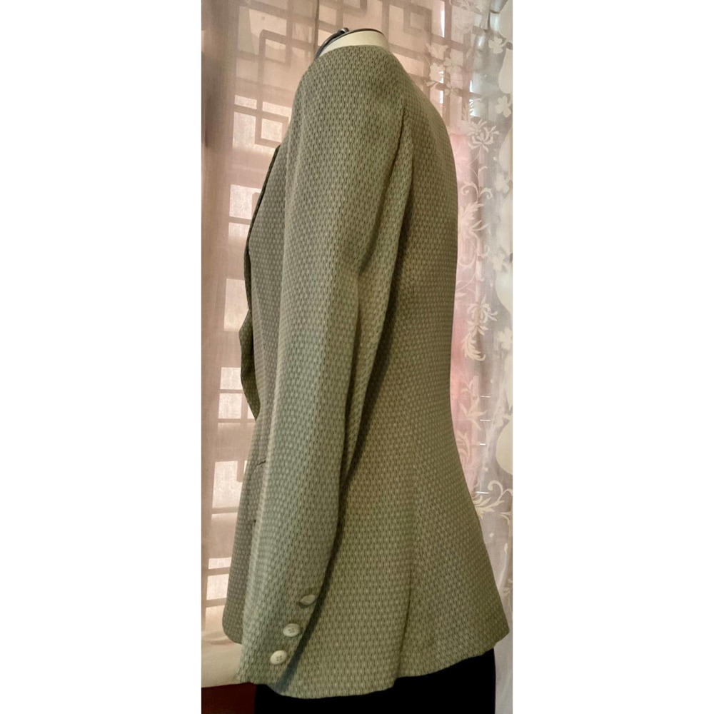 Vintage Y2K Like New Kenar Designer Blazer Jacket  Sz.4 Olive Green/black silky - Picture 11 of 12